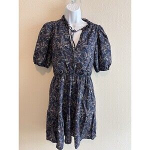 FOLKIE Australia Boho Blue Print Dress Festival Sz 2 EUC